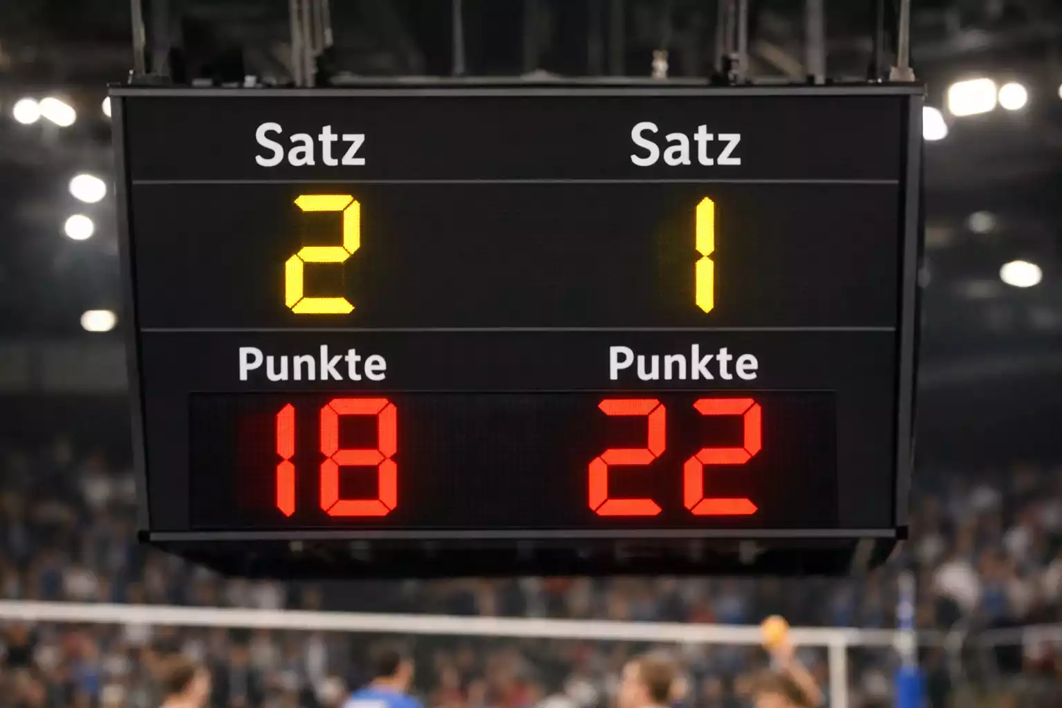 Volleyball Anzeigetafel mit Satzstand und Punkten