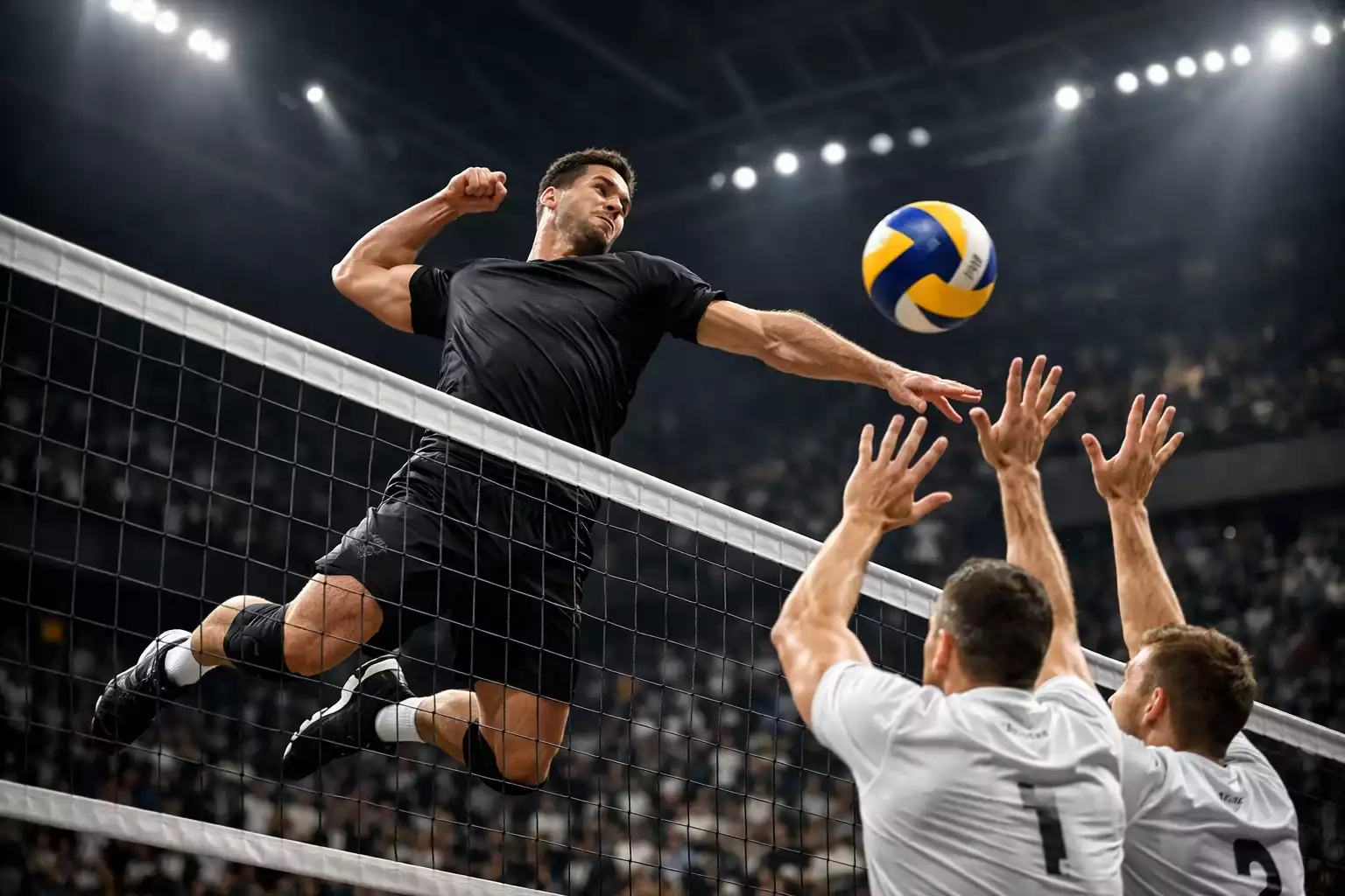 Italienische SuperLega Volleyball-Spielszene in voller Halle